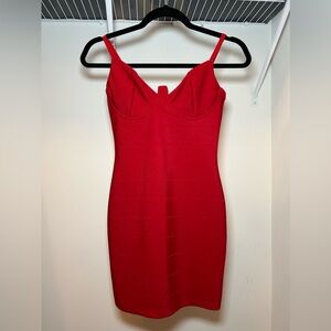 XS red mini bandage dress from PLT.